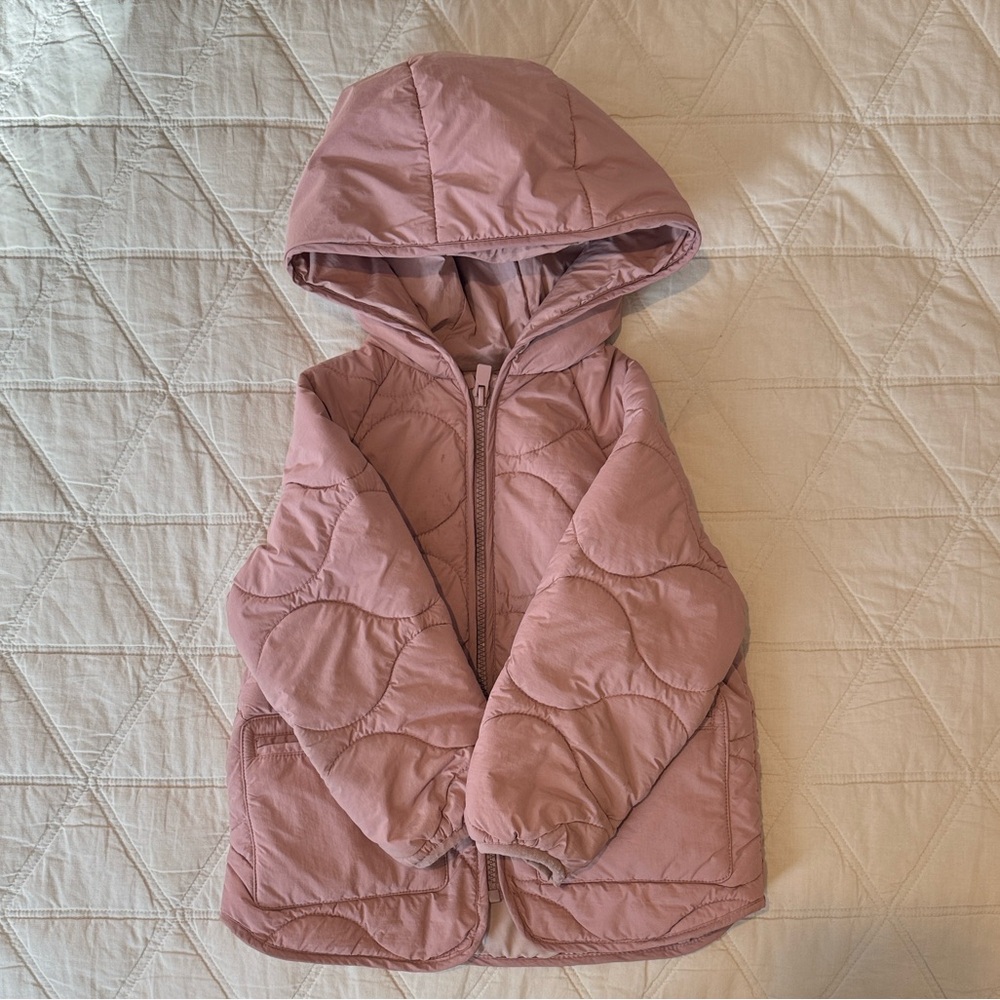 Zara Light Pink Quilted Puffer Jacket